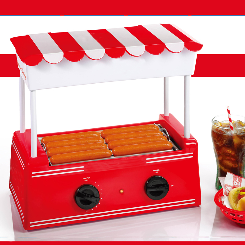 Hot dogs roller with bug warmer